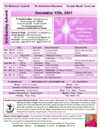 Dec. 12th  3rd Sunday of Advent