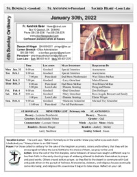 Jan. 30th - 4th Sunday Ordinary Time