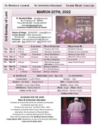 March 20th - 3rd Sunday of Lent