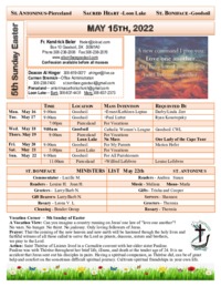 May 15th  - 5th Sunday of Easter