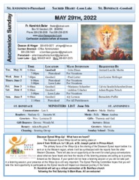 May 29th - Ascension Sunday