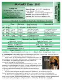 Jan 22 - 3rd Sunday Ordinary Time