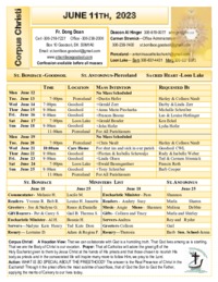 June 11/June 18 - Corpus Christi/11th Sunday