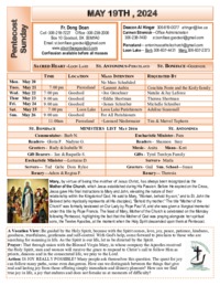 May 19th - Pentecost Sunday